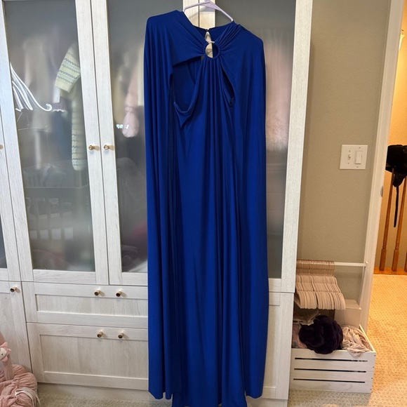Club L London Midnight Blue Cape Maxi Dress - Picture 2 of 3